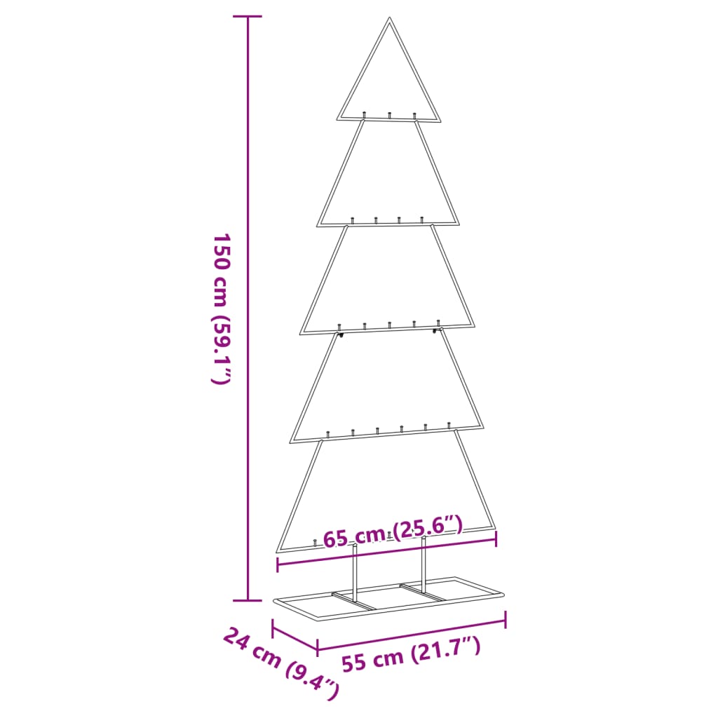fekete fém karácsonyfa dekorációhoz 150 cm