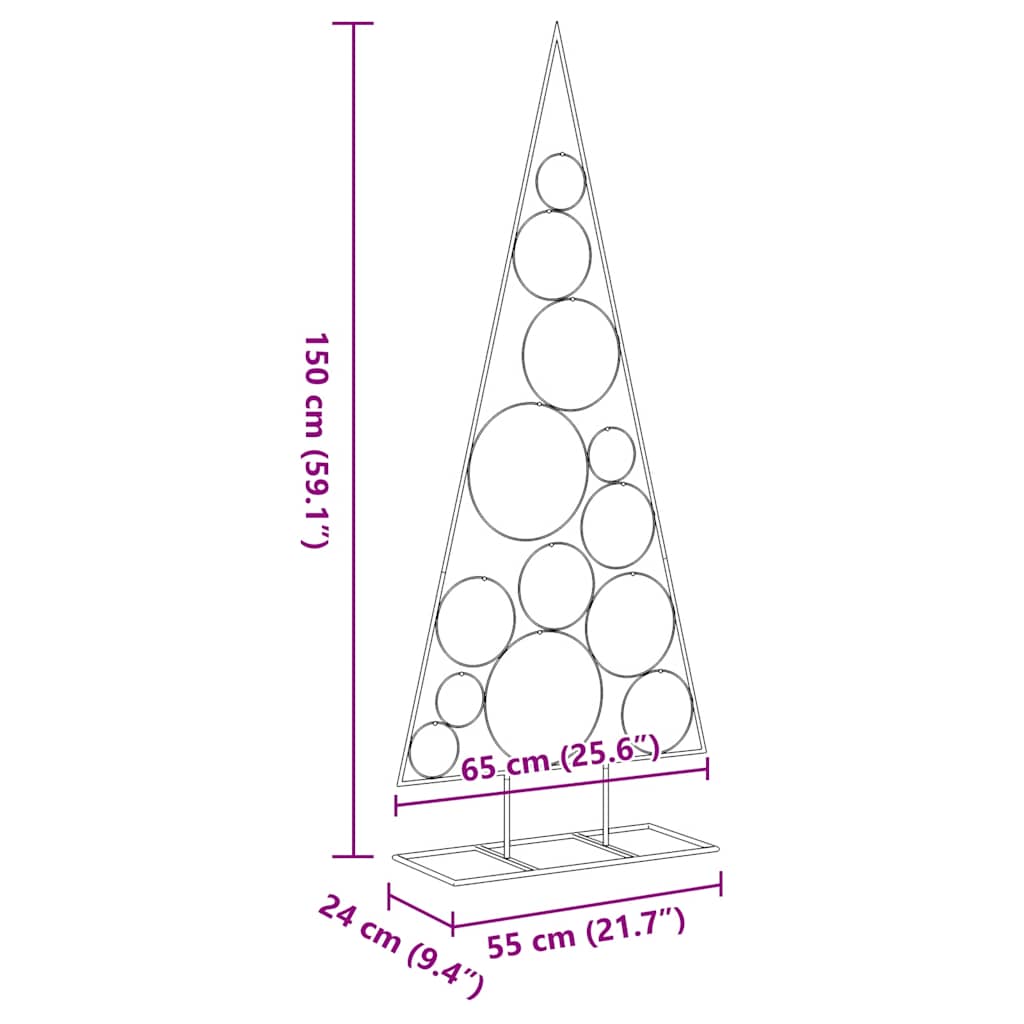fekete fém karácsonyfa dekorációhoz 150 cm