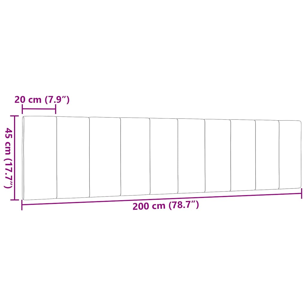 fekete szövet fejtámla párna Hanko 200 cm
