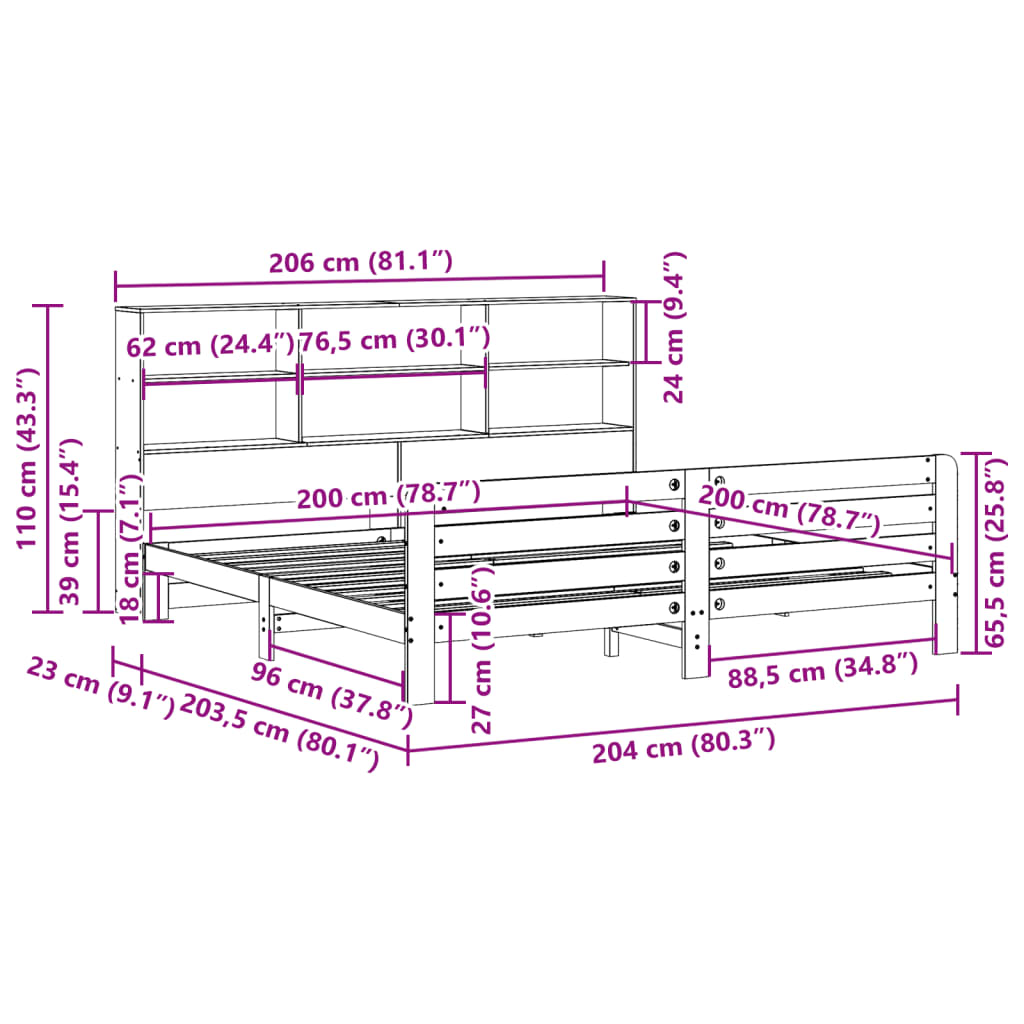 viaszbarna tömör fenyőfa ágy matrac nélkül 200 x 200 cm