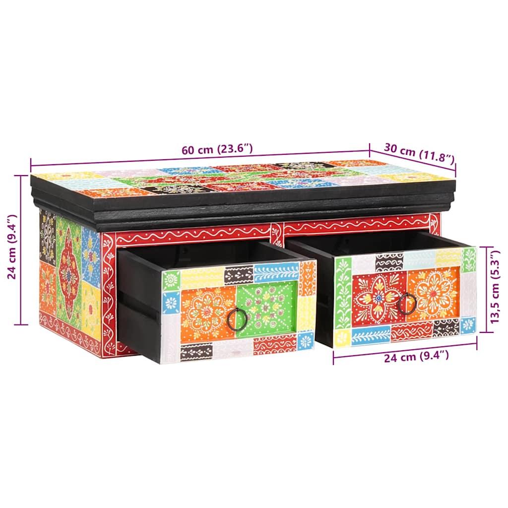 TV szekrény fiókkal Sokszínű 60 x 30 x 24 cm Tömör mangófa