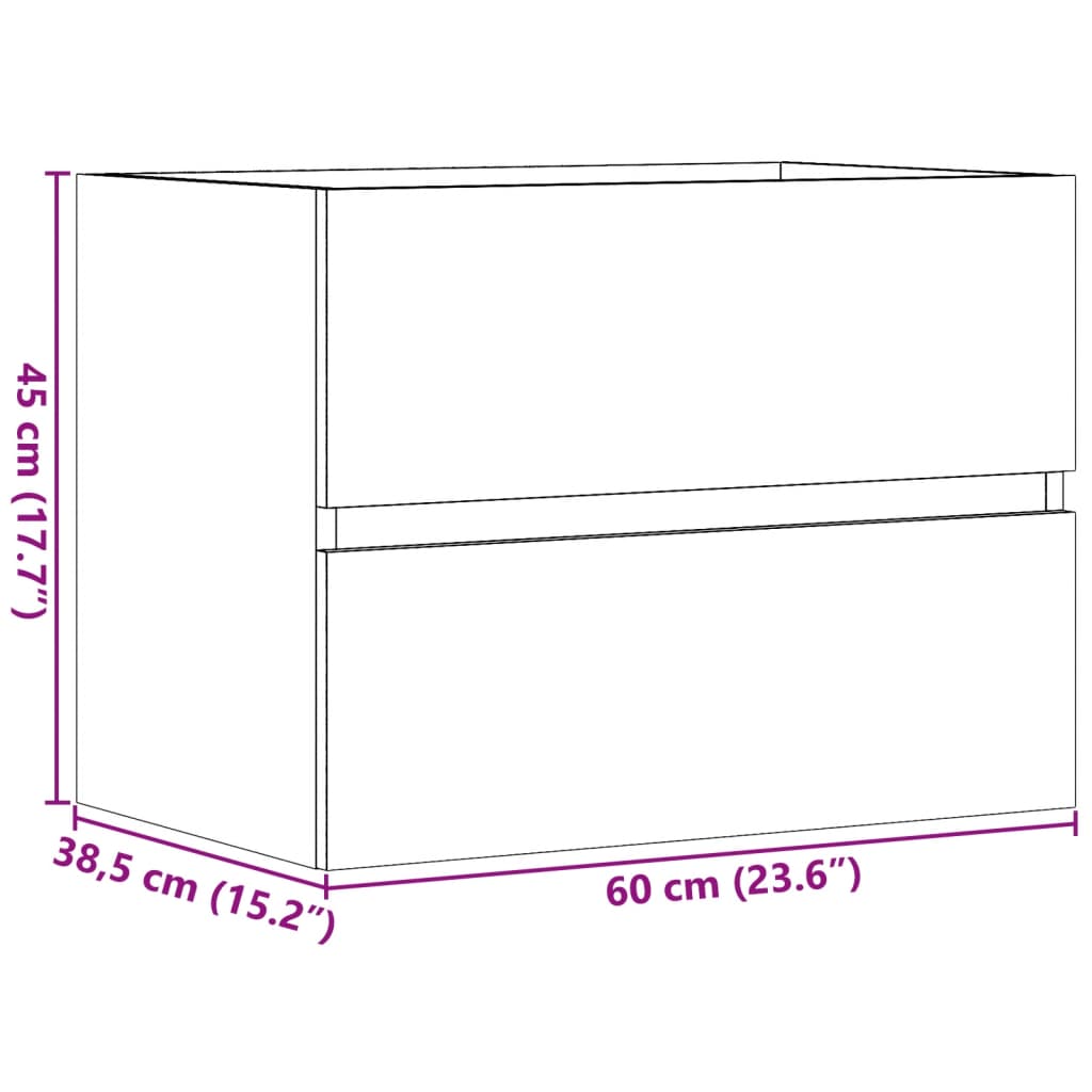 betonszürke szerelt fa fürdőszobaszekrény 60 x 38,5 x 45 cm