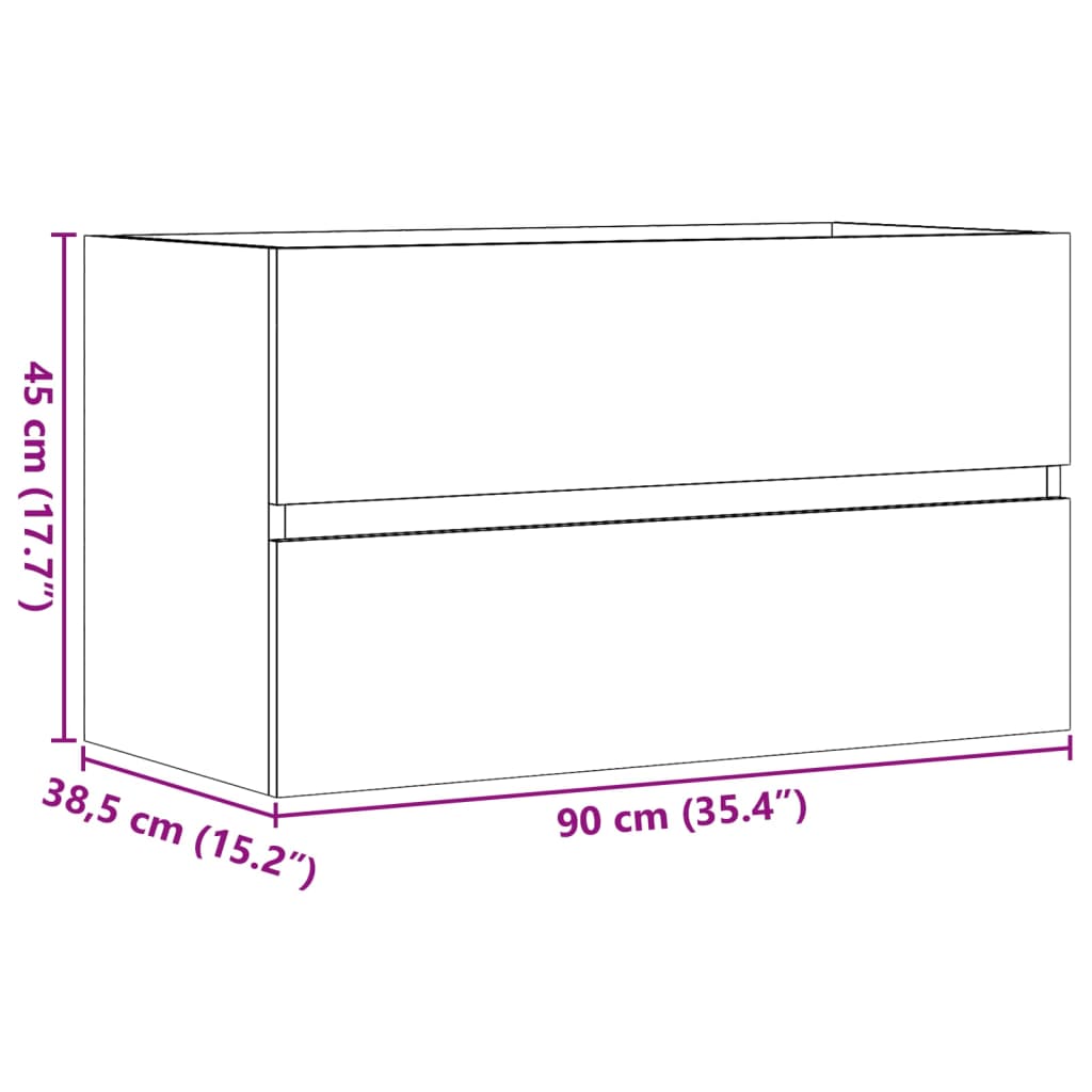 betonszürke szerelt fa mosdószekrény 90 x 38,5 x 45 cm