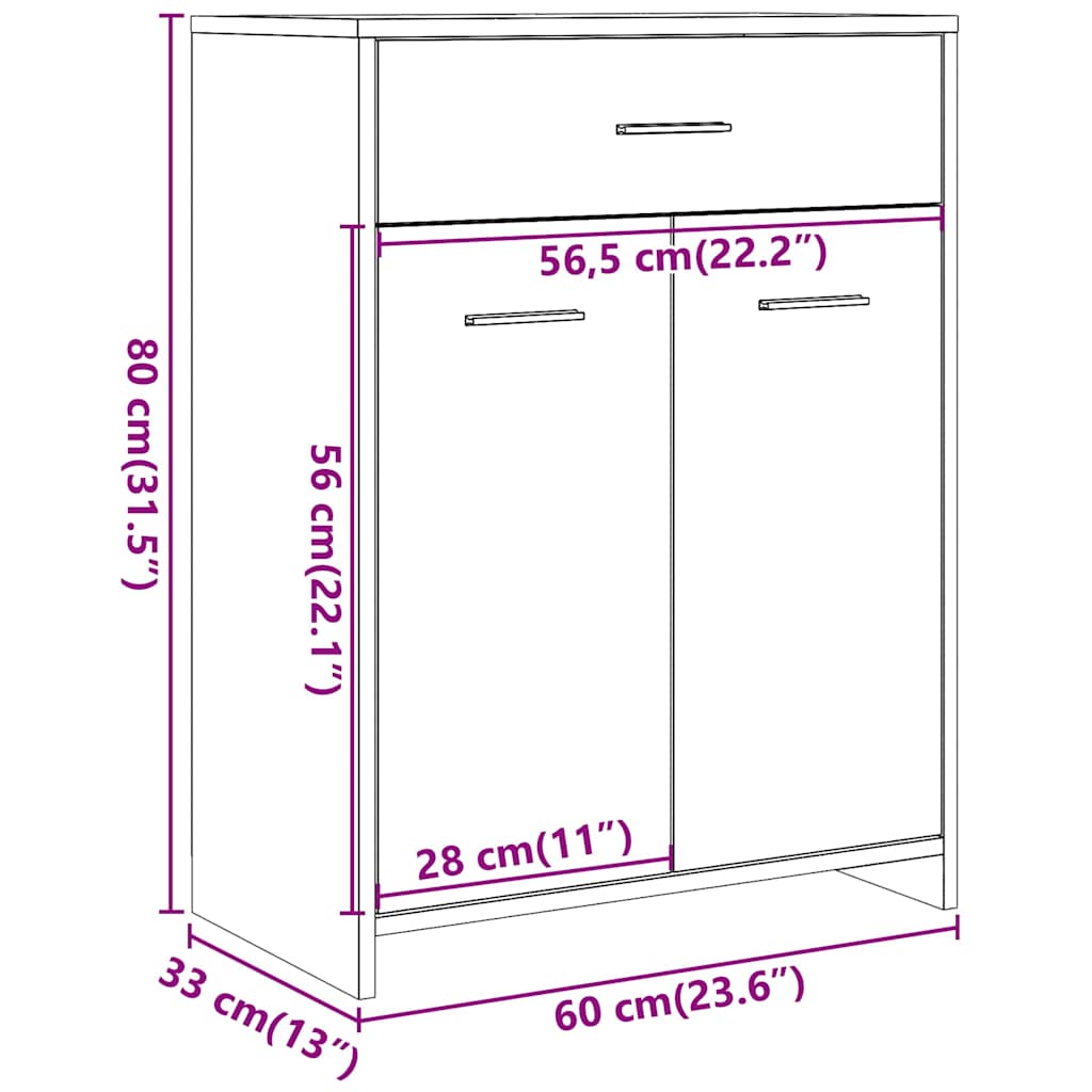 antik fa színű szerelt fa mosdószekrény 60 x 33 x 80 cm