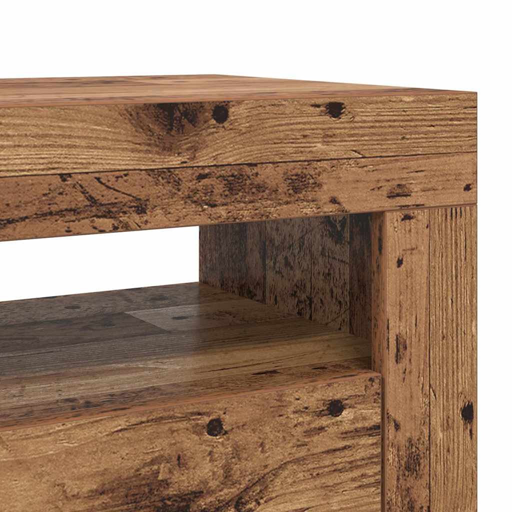antik fa színű szerelt fa TV-szekrény LED-ekkel 120x35x40 cm