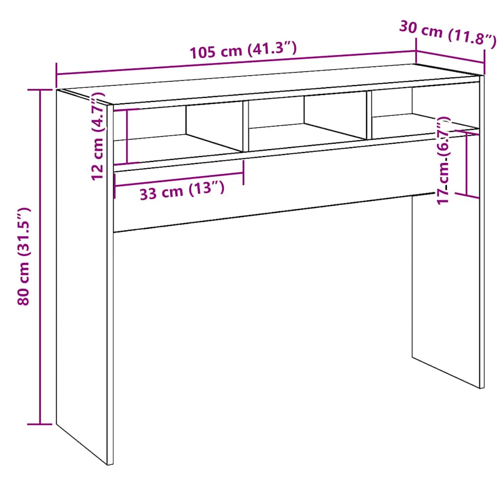 kézműves tölgy színű szerelt fa dohányzóasztal 105x30x80 cm