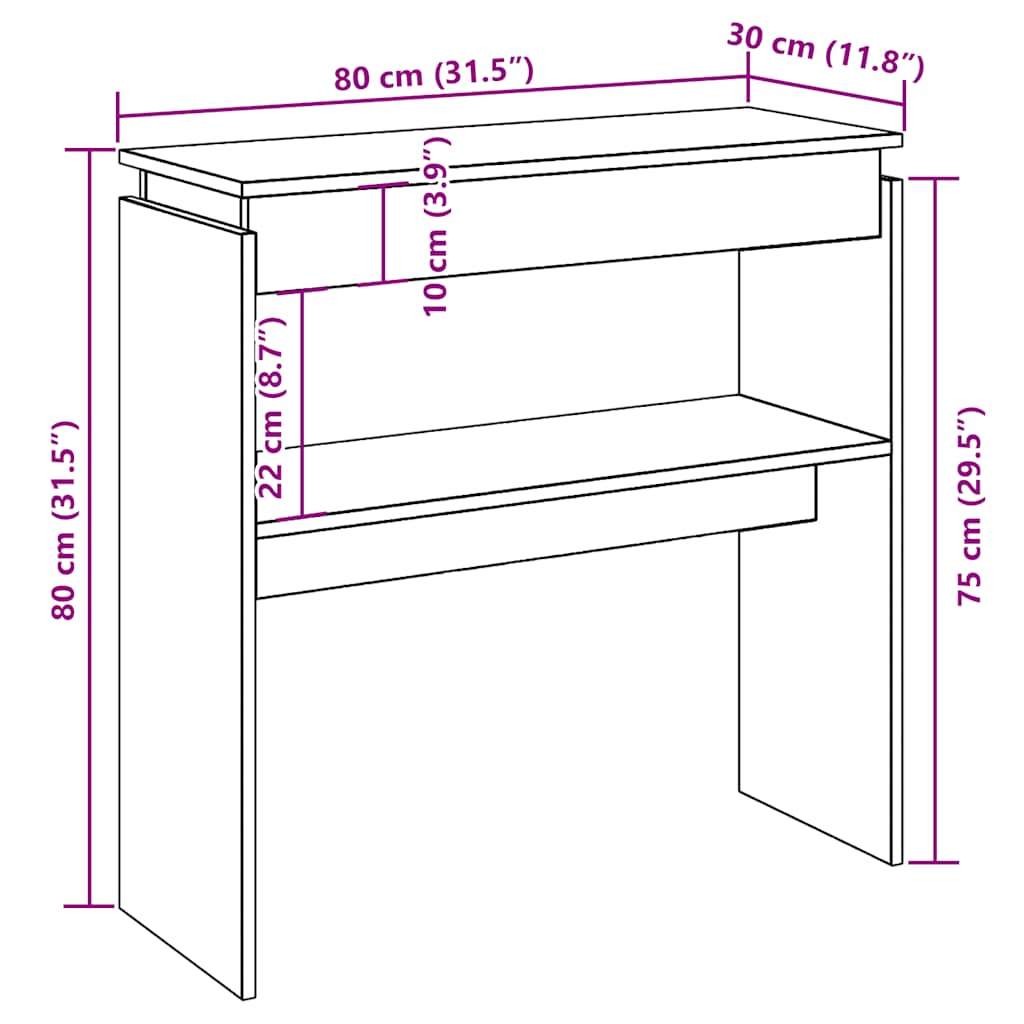kézműves tölgy színű szerelt fa dohányzóasztal 80 x 30 x 80 cm
