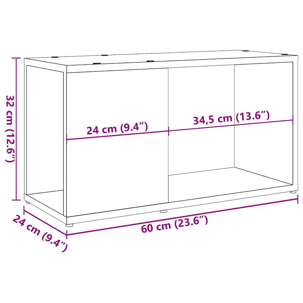 antik hatású szerelt fa TV-szekrény 60 x 24 x 32 cm