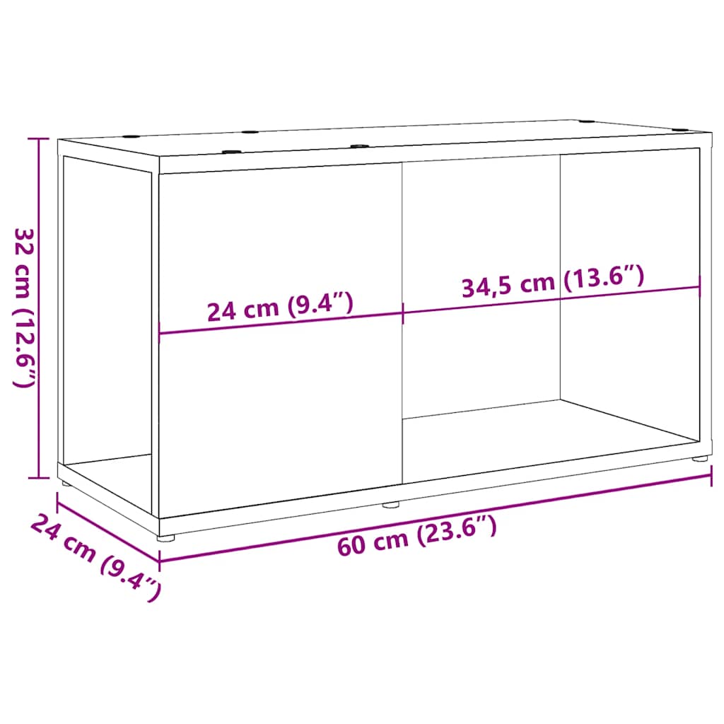 kézműves tölgy színű szerelt fa TV-szekrény 60 x 24 x 32 cm