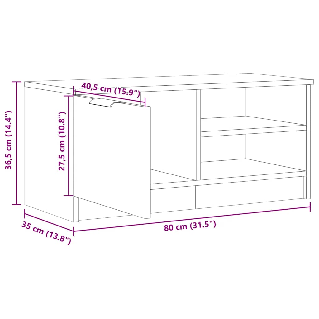 TV szekrény Régi fa 80x35x36,5 cm Gépelt fa