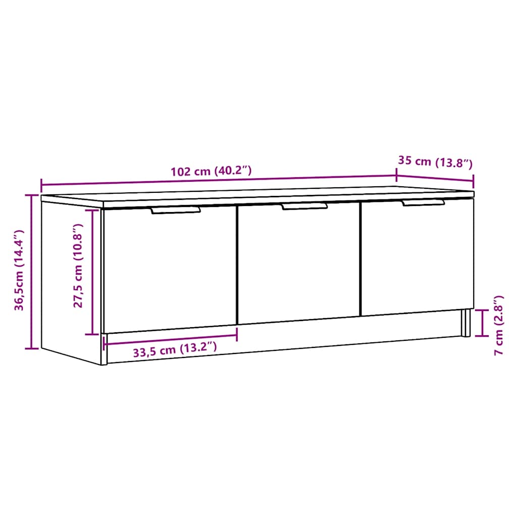 TV szekrény Régi fa 102x35x36,5 cm Gépelt fa