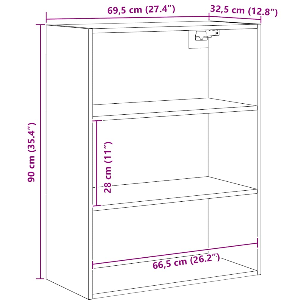Függesztett fali szekrény kézműves tölgy 69,5x32,5x90 cm