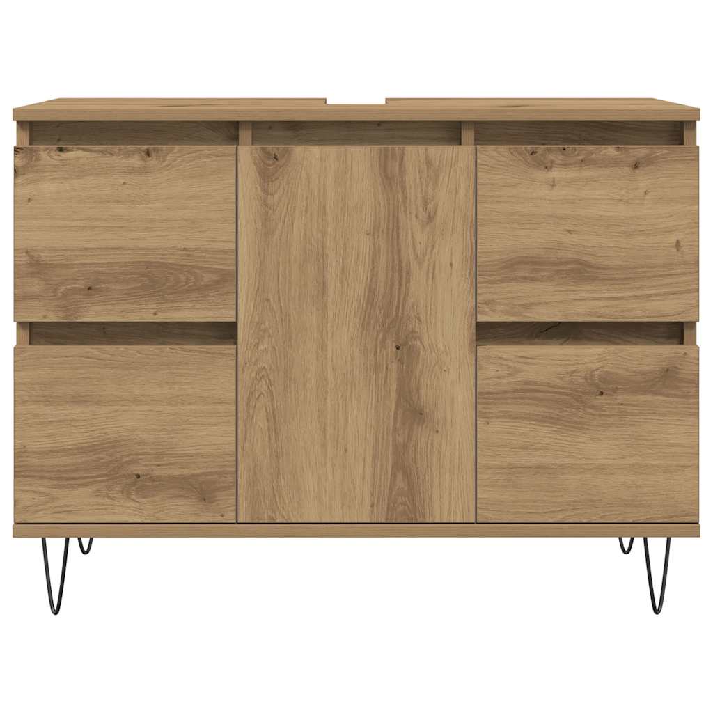 kézműves tölgy színű szerelt fa mosdószekrény 80 x 33 x 60 cm