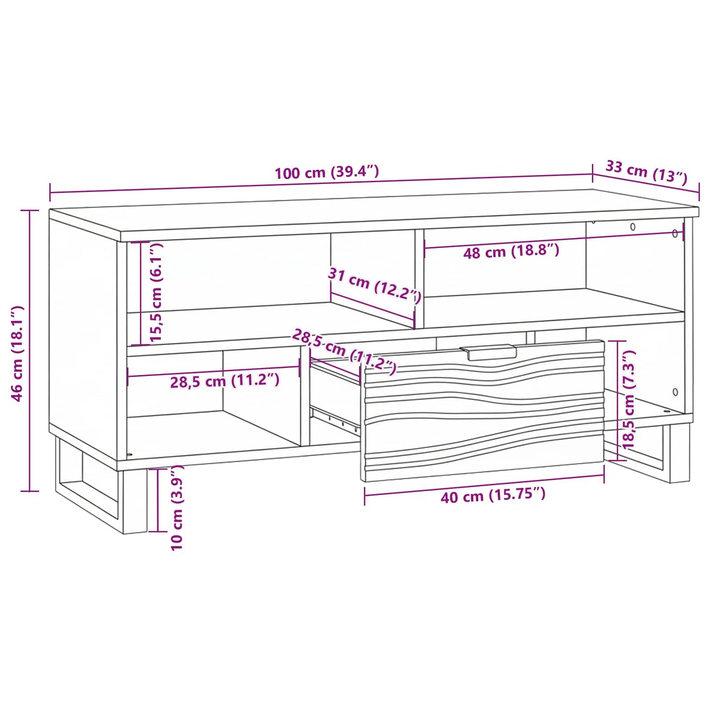 TV egységek fiókkal Barna 105 x 33 x 46 cm Faanyag