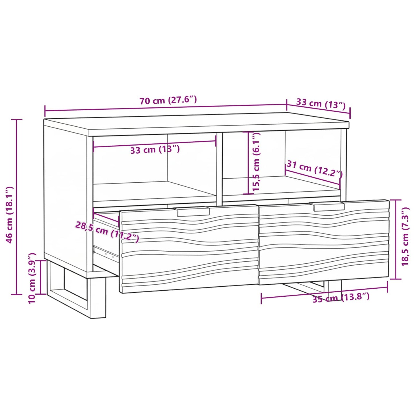 TV egységek 70 x 33 x 46 cm Dió Szerelt Fa