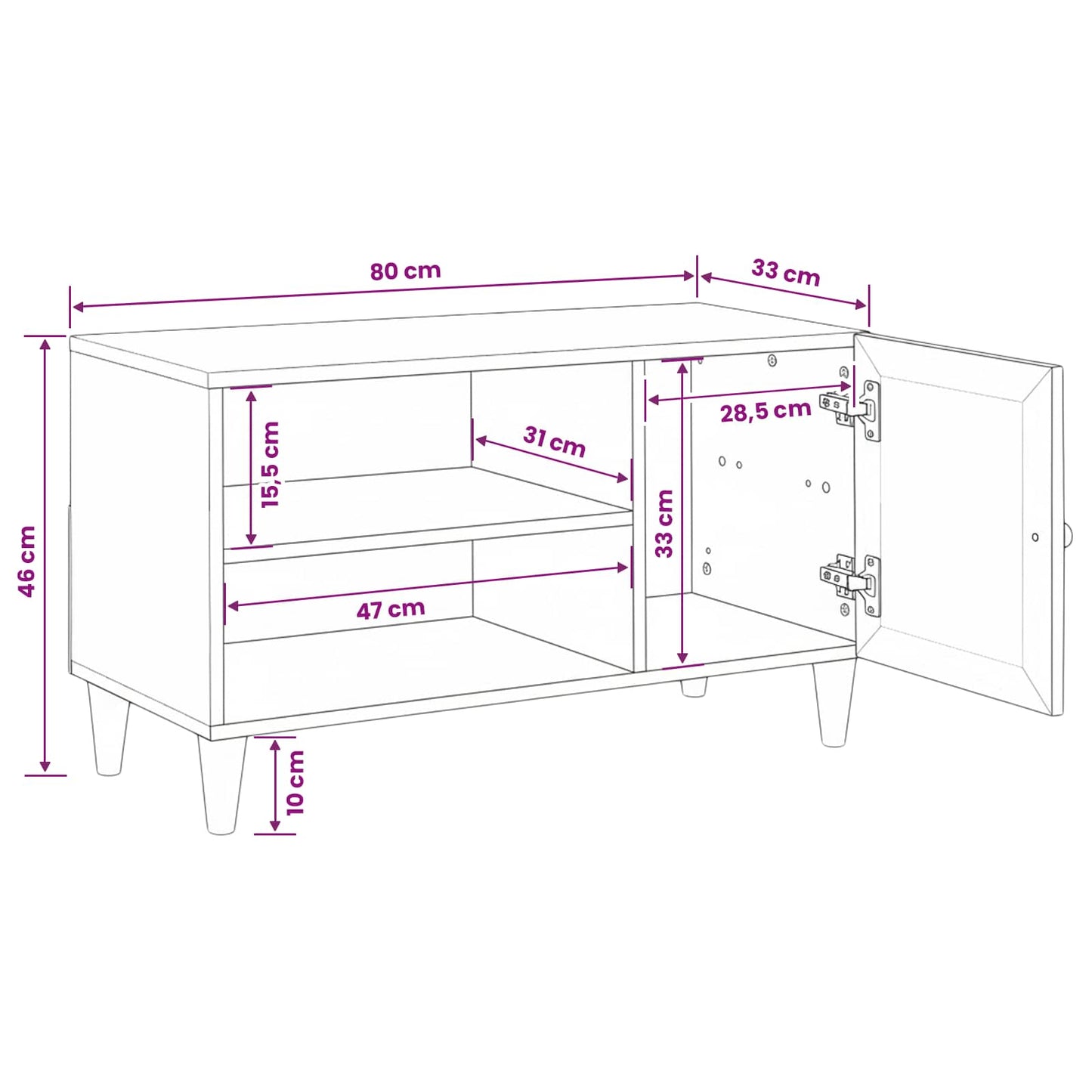 TV egységek polcokkal Világos Barna 80 x 33 x 46 cm Faanyag