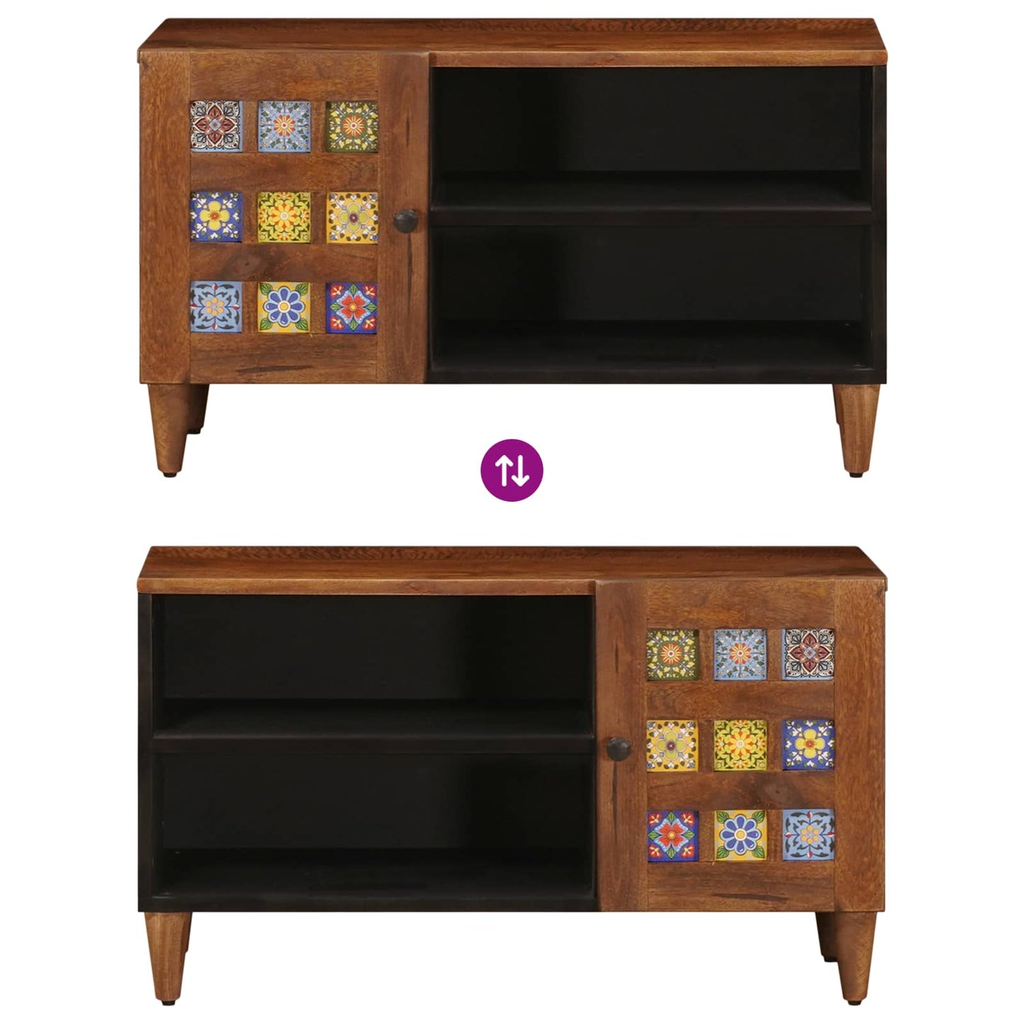 TV szekrény tárolóval Dió 80 x 33 x 46 cm Tömör Mangófát