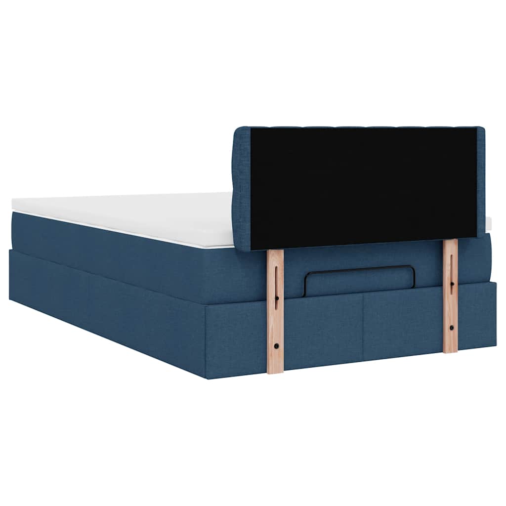 Ottomán ágy matraccal kék 120x200 cm szövet