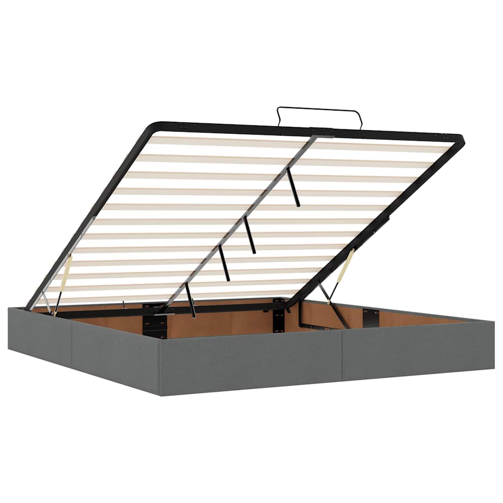 Ottomán ágykeret matracokkal Sötét szürke 200x200cm szövet