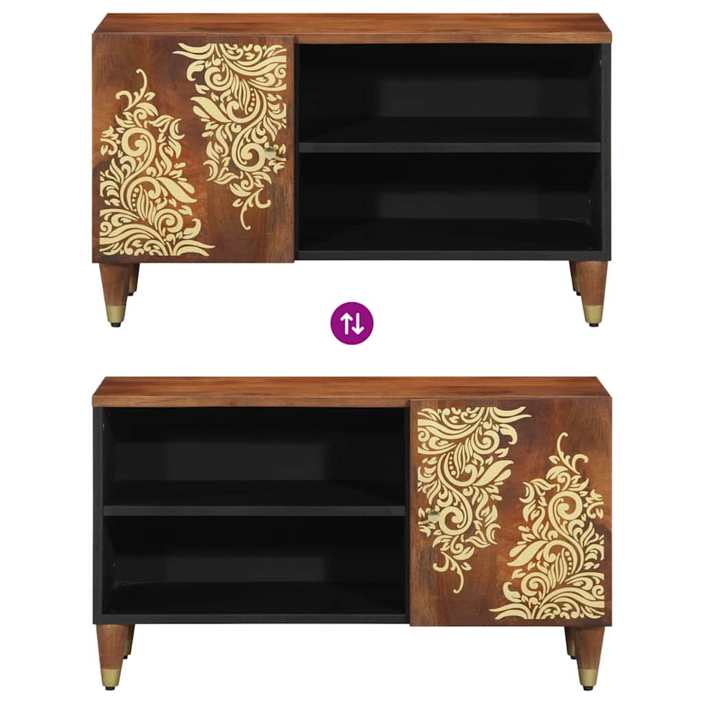 TV szekrény polcokkal Méz barna 80 x 33 x 46 cm Tömör Mangófát