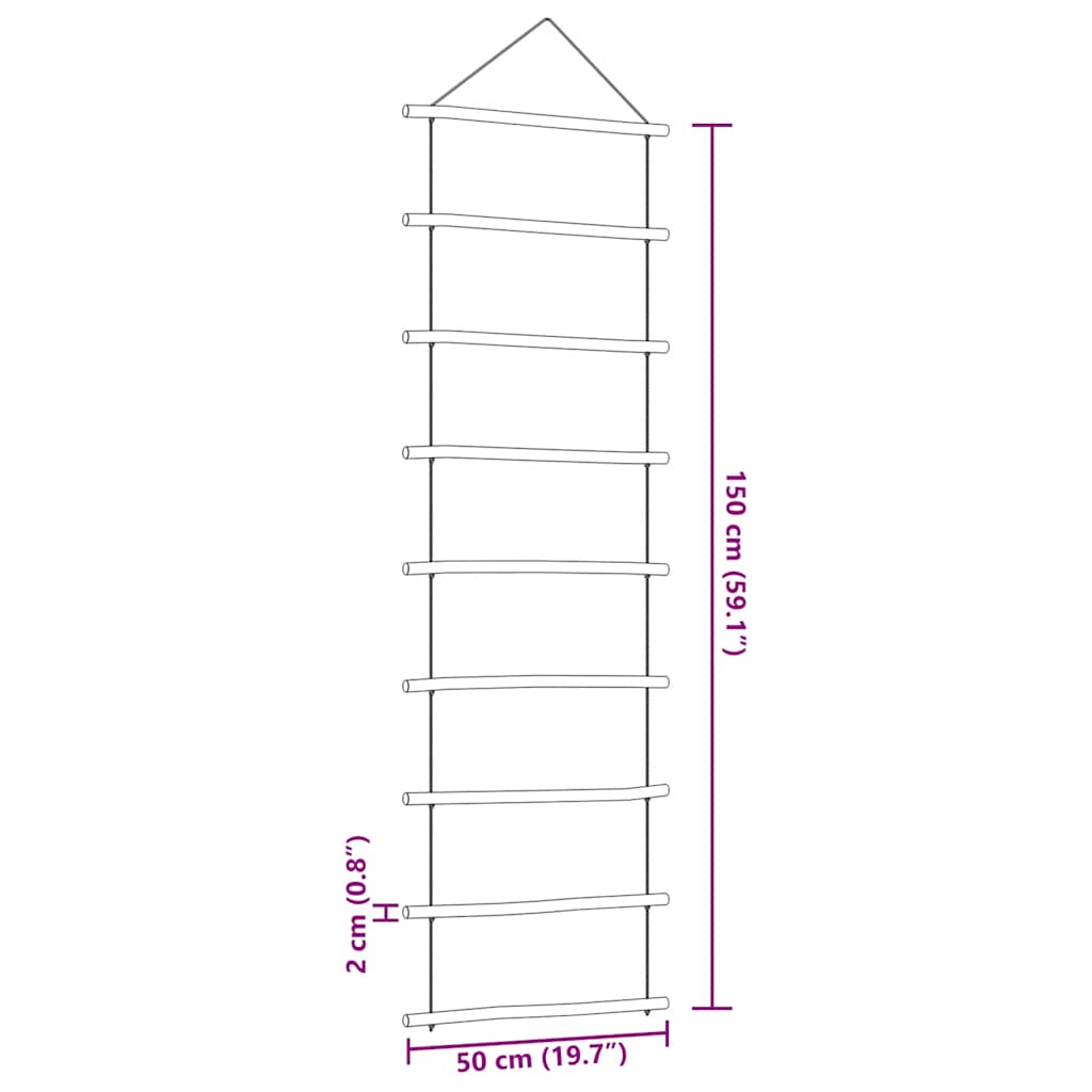 Fali dekorációs létra formájú 50x150 cm Természetes ág