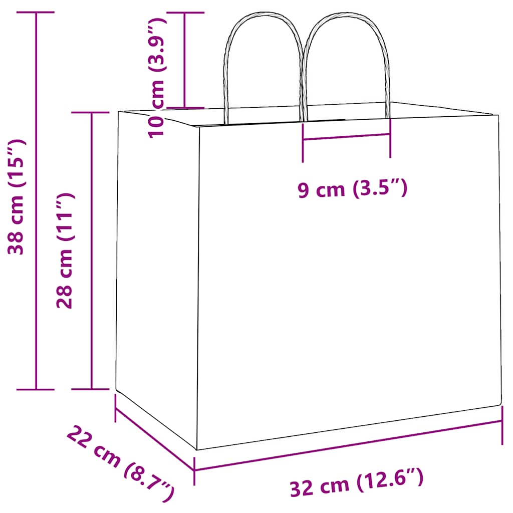 250 db fehér papírzacskók fogantyúkkal 32x22x28 cm