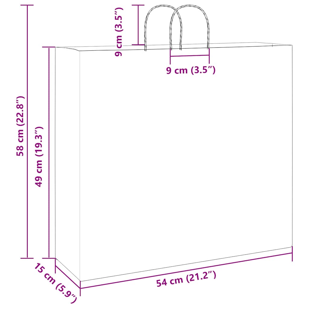 250 db kék papírzacskók fogantyúkkal 54x15x49 cm