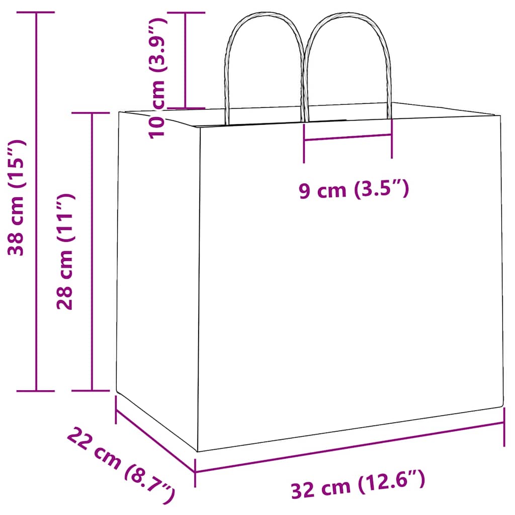 50 db sárga papírzacskók fogantyúkkal 32x22x28 cm