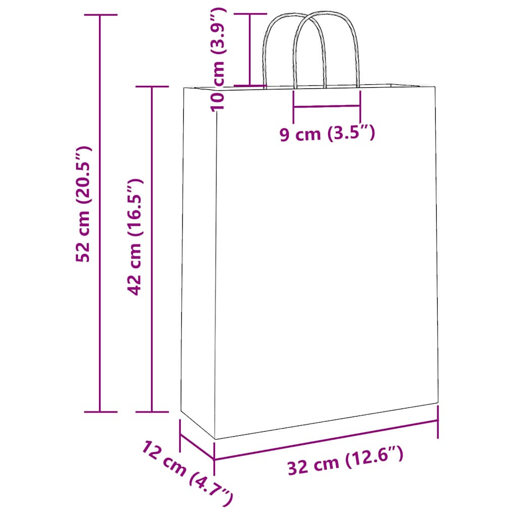 250 db sárga papírzacskók fogantyúkkal 32x12x42 cm