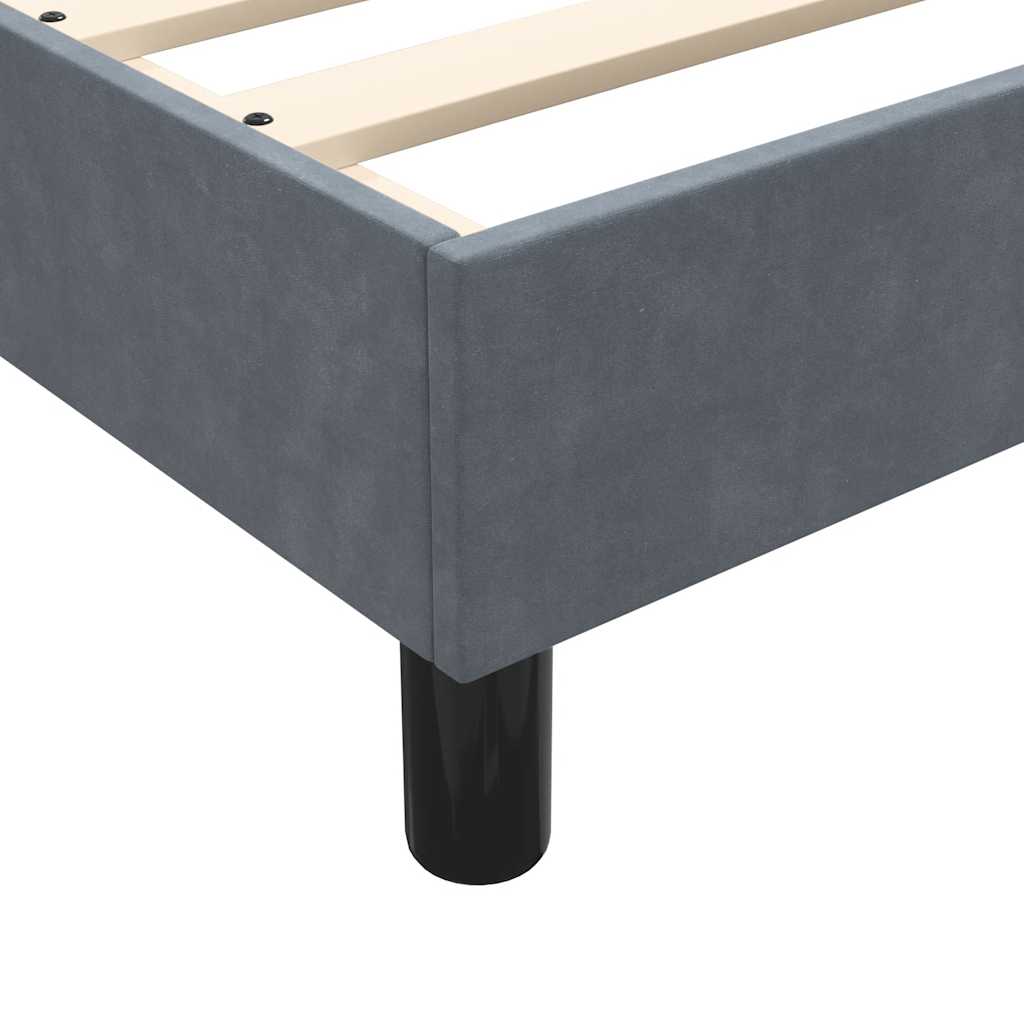 sötétszürke bársony rugós és LED-es ágy matraccal 180x210 cm