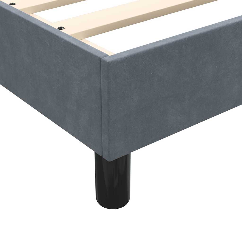 sötétszürke bársony rugós és LED-es ágy matraccal 90x220 cm