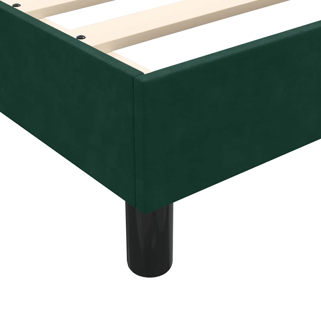 sötétzöld bársony rugós és LED-es ágy matraccal 160x220 cm