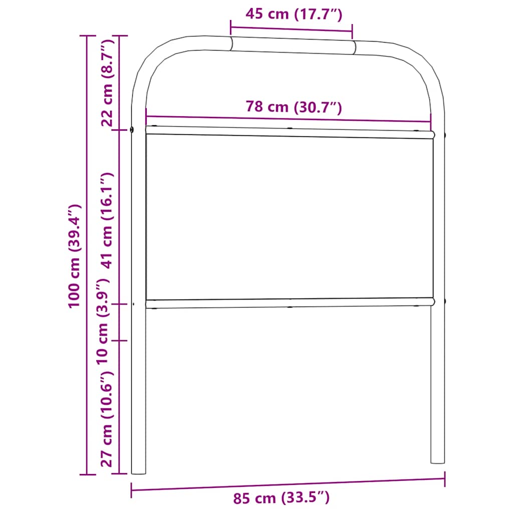 csere fejtámla füstölt tölgy 80 cm acél és fűrészelt fa