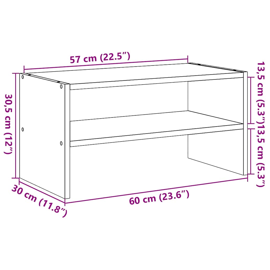 antik fa színű cipőtartó állvány halmozható 60 x 30 x 30,5 cm