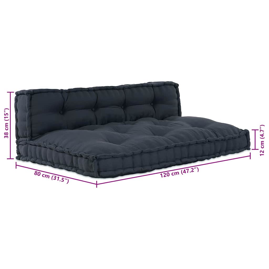 Pallet Sofa Párna 2 pcs Antracitszürke 120 x 80 x 38 cm Szövet