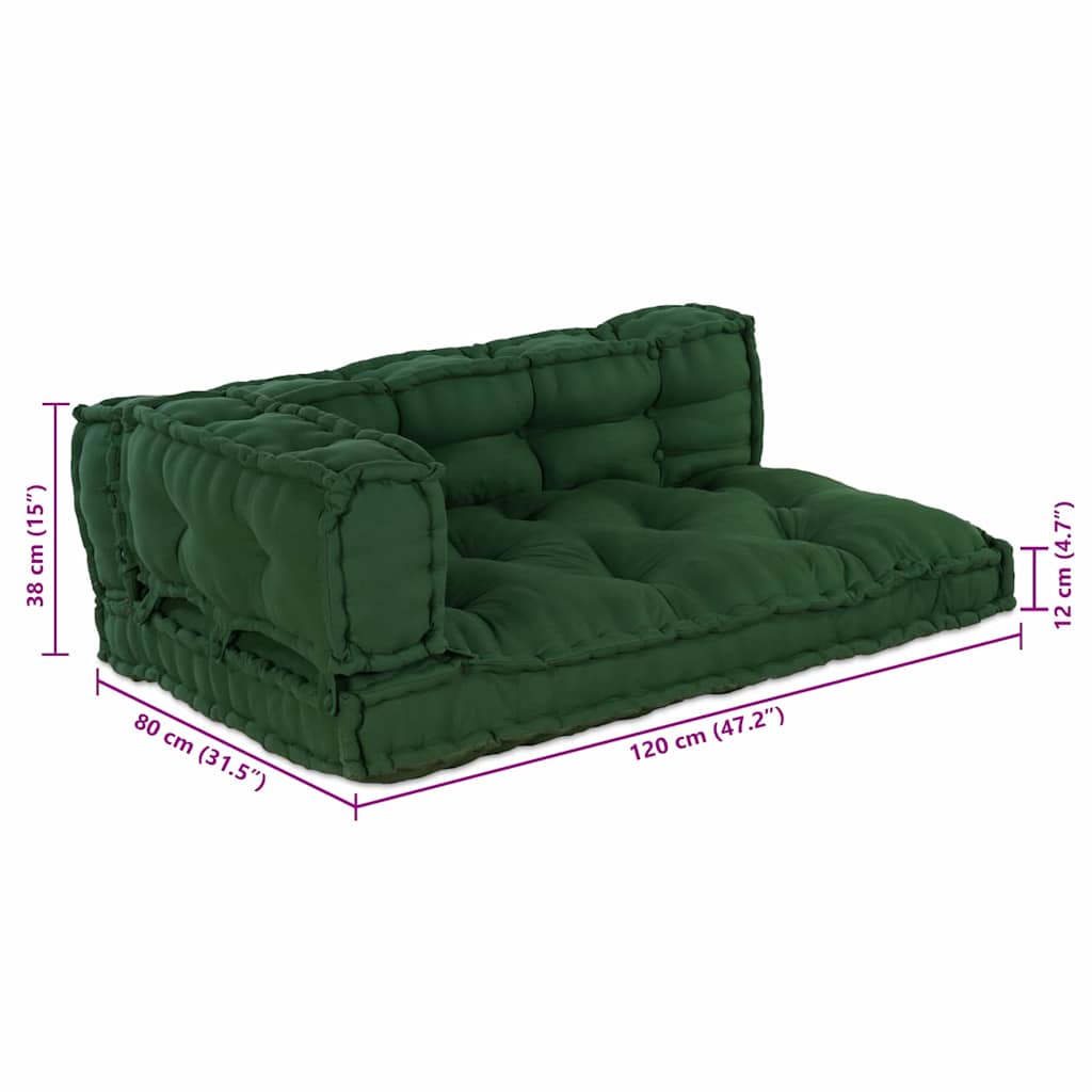 Pallet Sofa Párna 3 pcs Zöld 120 x 80 x 38 cm Szövet