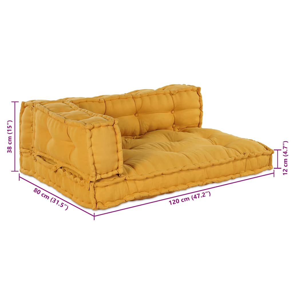 Pallet Sofa Párna 3 pcs Sárga 120 x 80 x 38 cm Szövet