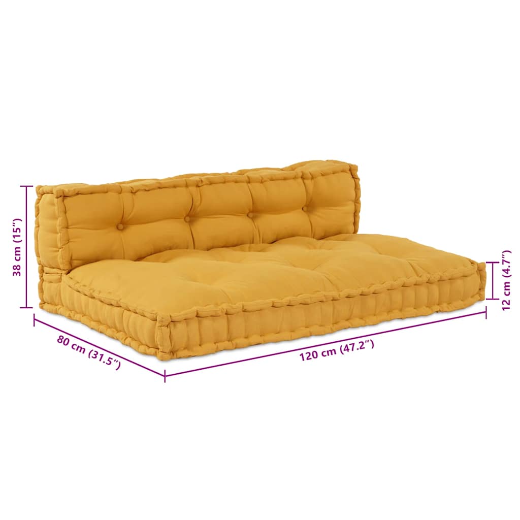 Pallet Sofa Párna 2 pcs Sárga 120 x 80 x 38 cm Szövet
