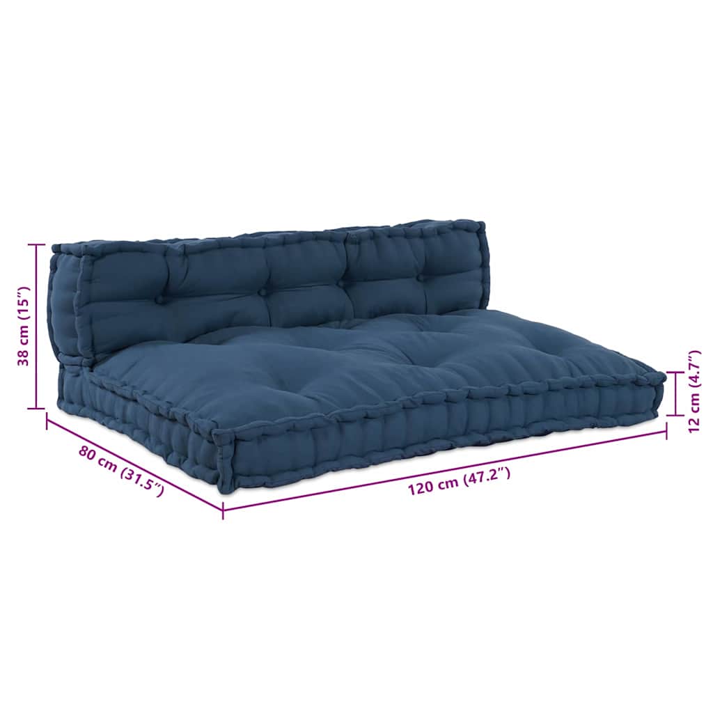 Pallet Sofa Párna 2 pcs Indigó 120 x 80 x 38 cm Szövet