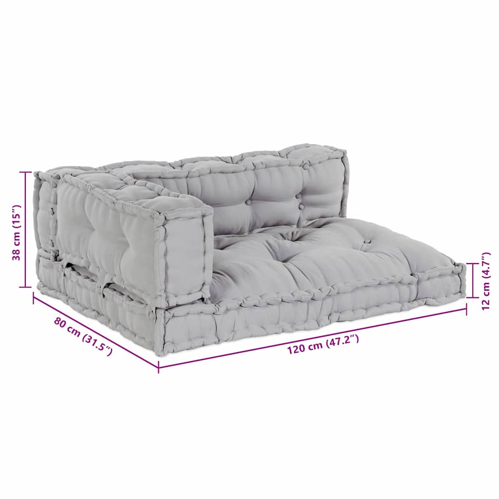 Pallet Sofa Párna 3 pcs Szürke 120 x 80 x 38 cm Szövet