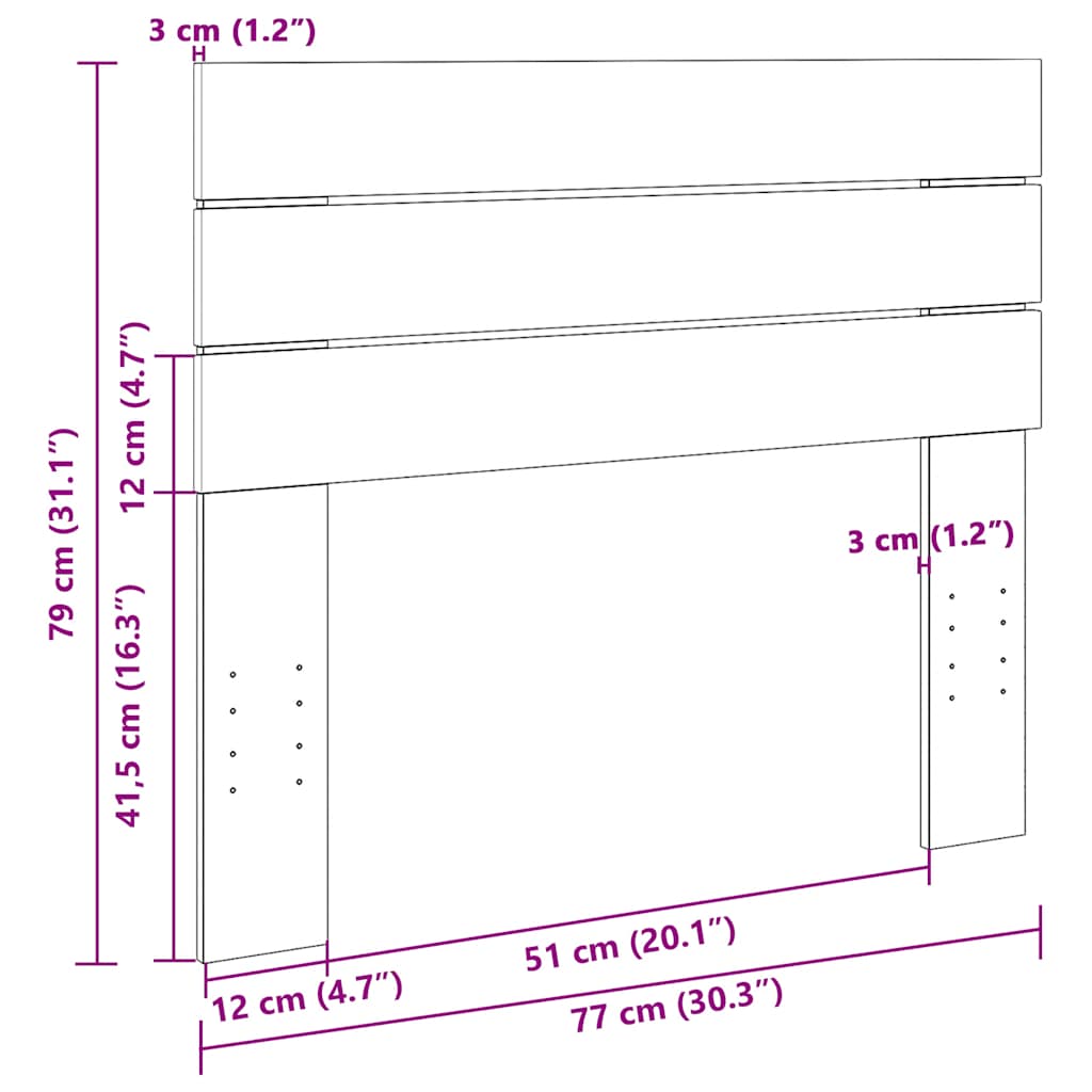 fejtámla 75 cm tömör fa tölgyfa