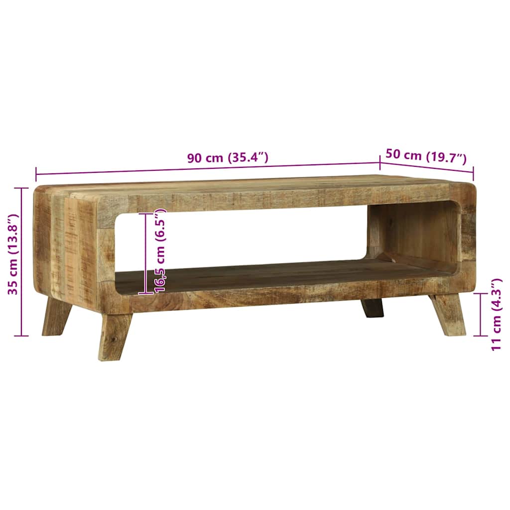 Dohányzóasztal Barna 90 x 50 x 35 cm Tömör Mangófát