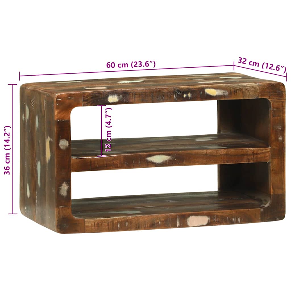 TV szekrény Sokszínű 60 x 32 x 36 cm Tömör újrahasznosított fa