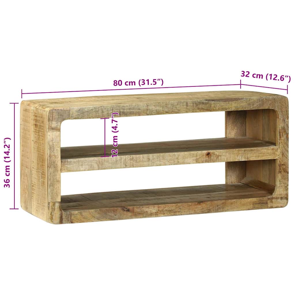 TV szekrény polcokkal Barna 80 x 32 x 36 cm Tömör mangófa