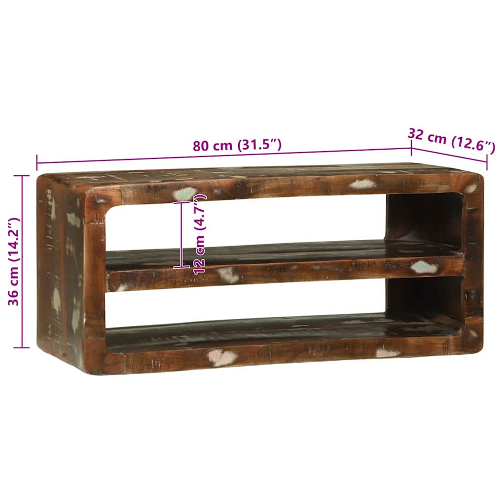 TV szekrény Sokszínű 80 x 32 x 36 cm Tömör újrahasznosított fa