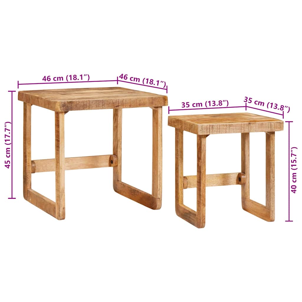 Egymásba helyezhető asztalok 2 pcs Barna Tömör Mangófát