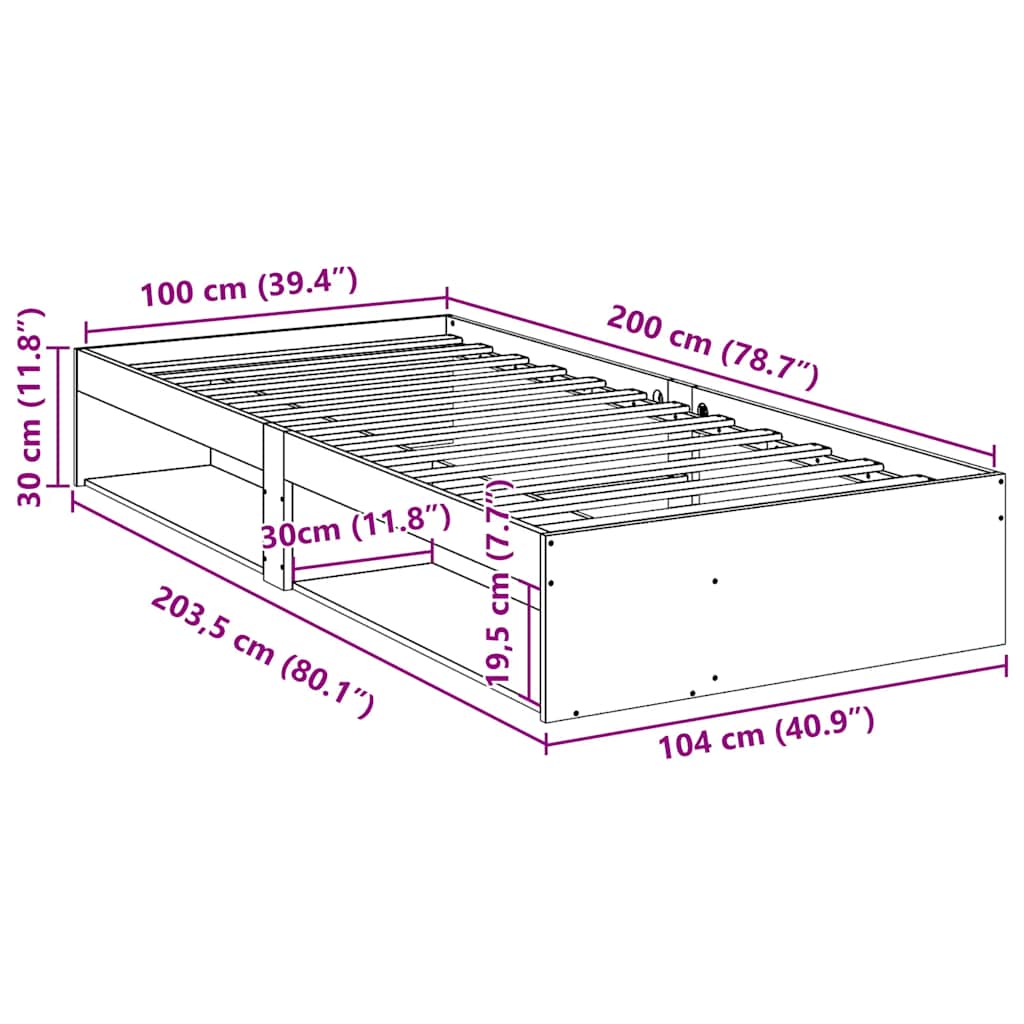 kanapéágy ágy matrac fehér 100x200 cm tömör fa fenyőfa