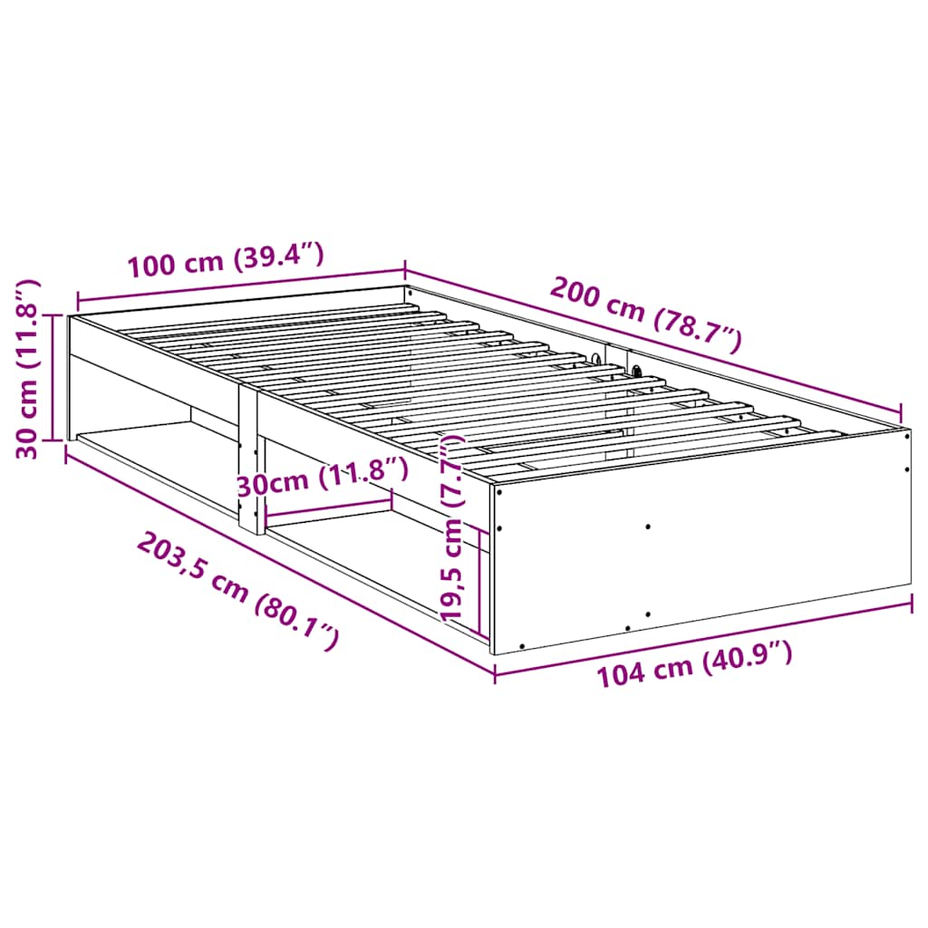 kanapéágy ágy matrac viaszbarna 100x200 cm tömör fa fenyőfa