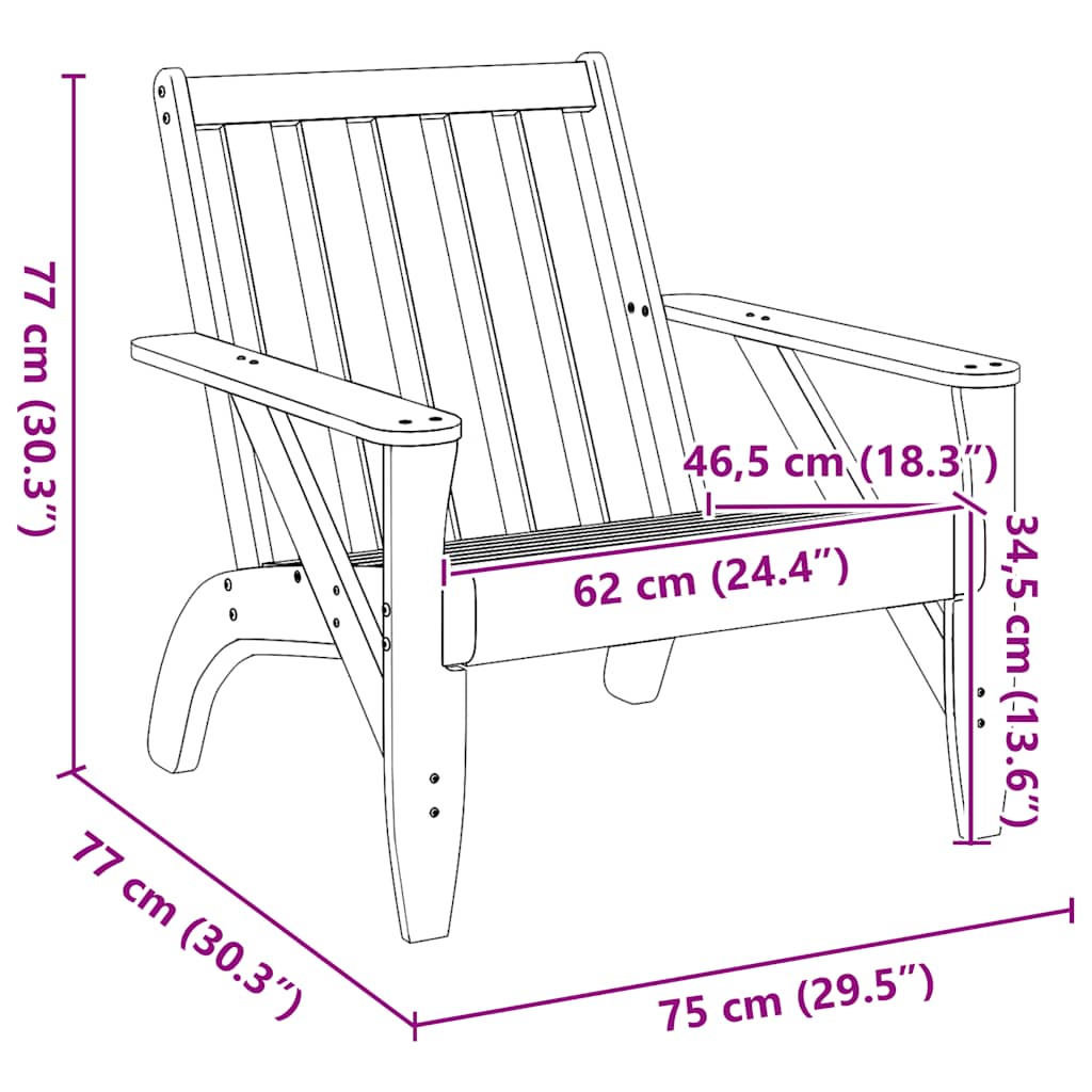 Kerti adirondack székek 2 db fehér 75x77x77 cm tömör fa fenyőfa