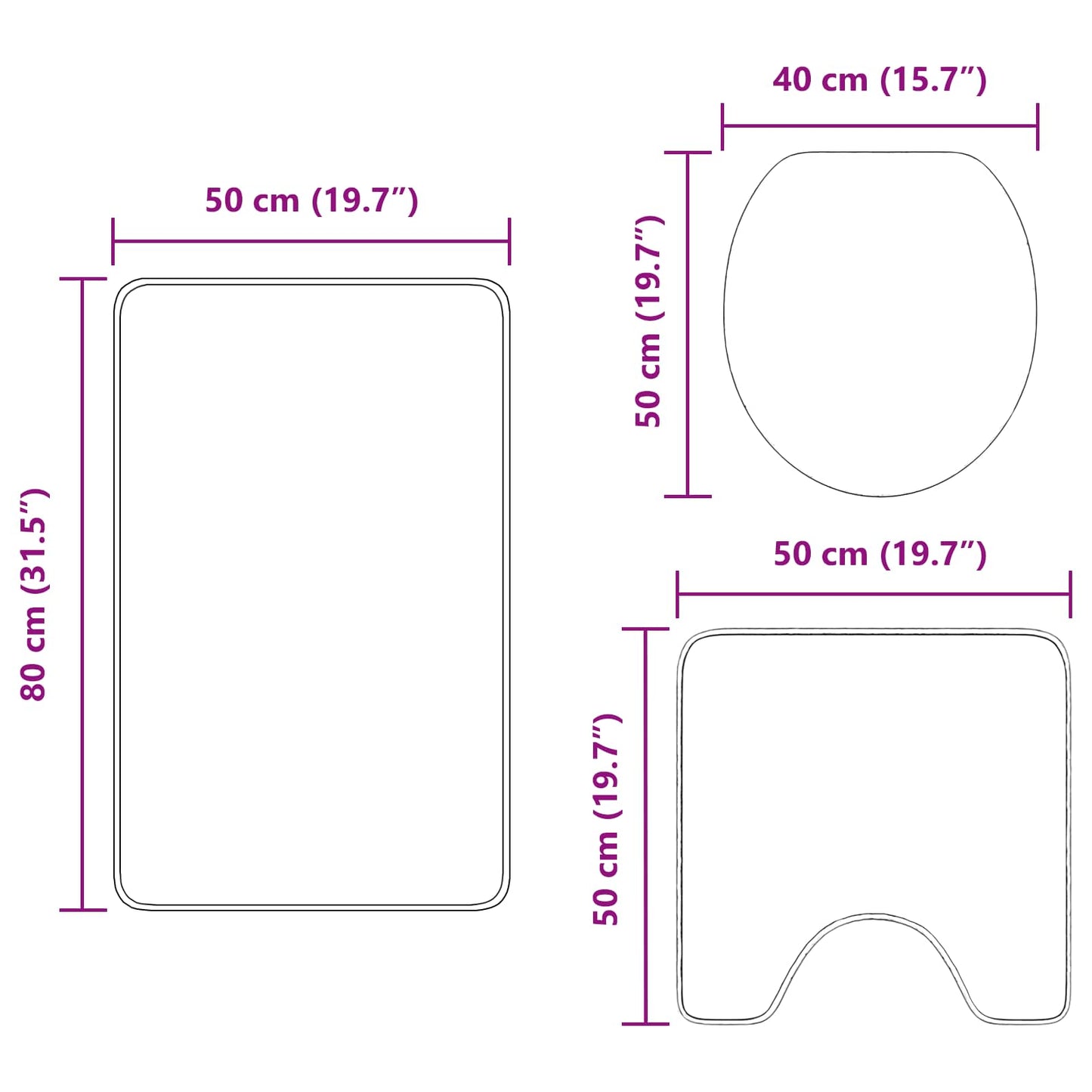 Csúszásmentes fürdőszőnyeg készlet 3 pcs Narancssárga PP